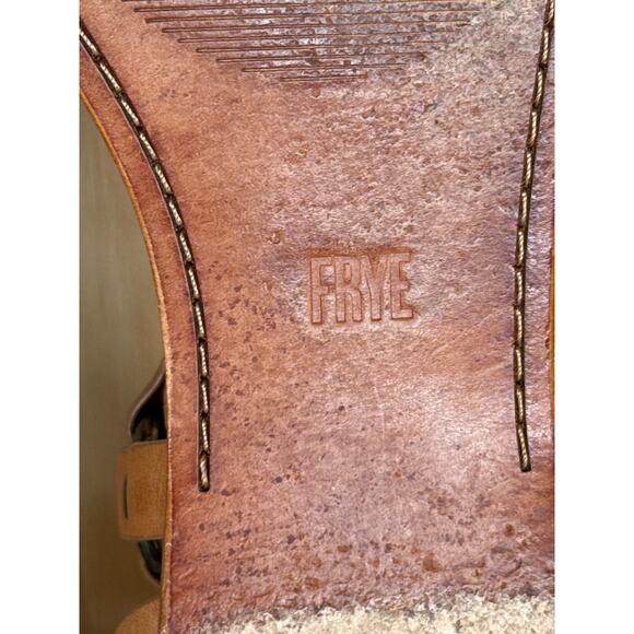 FRYE Cam Leather Thong Sandals Flats Low Heel Size 10 Brown Comfort - Picture 9 of 9